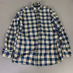 Bay Area Traders Flannel Shirt Men's XLT Tall Green Plaid Long Sleeve Button Up